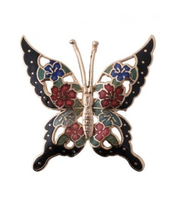 Handpainted Floral Butterfly Brooch